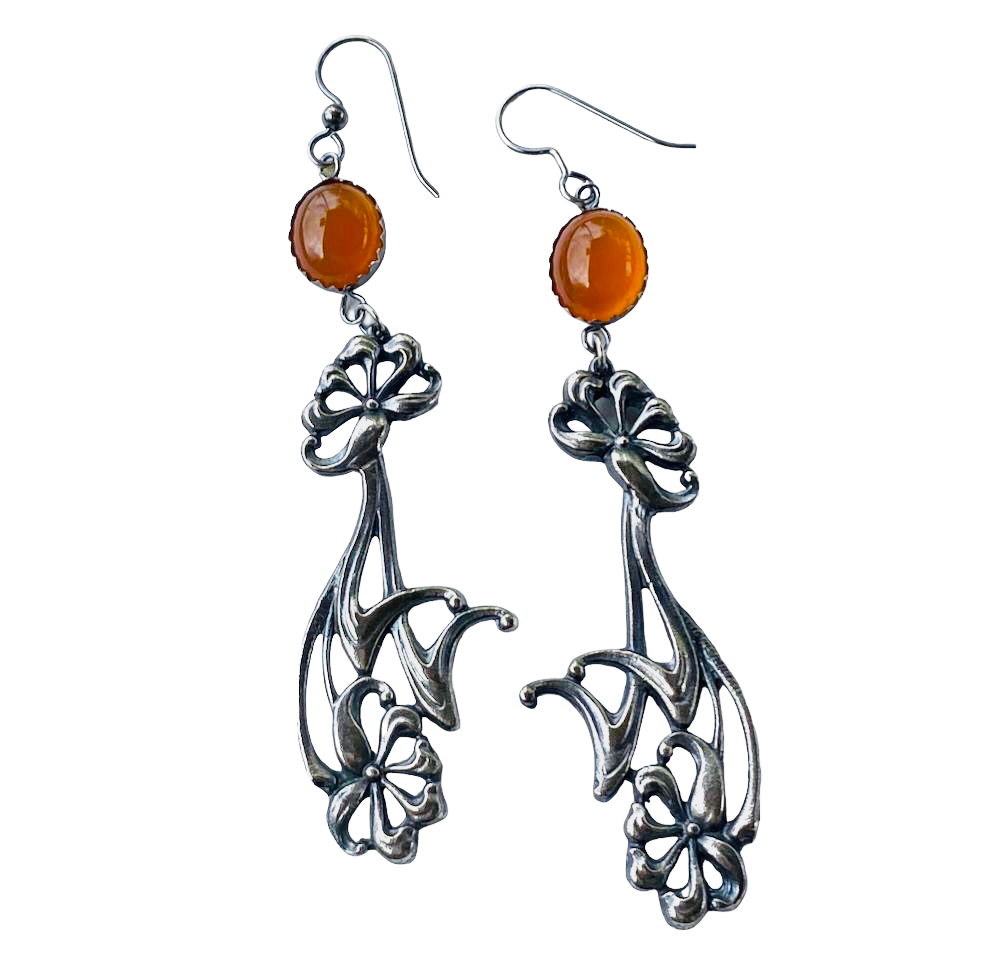 Fine Silver & Carnelian offers Hand Crafted Earrings