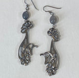 Gray Moonstone Poppy Earrings