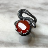 Faceted Carnelian Serpent Familiar Ring