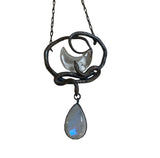 Large As Above, So Below - Double Serpent Pendant with Crystal and Moonstone